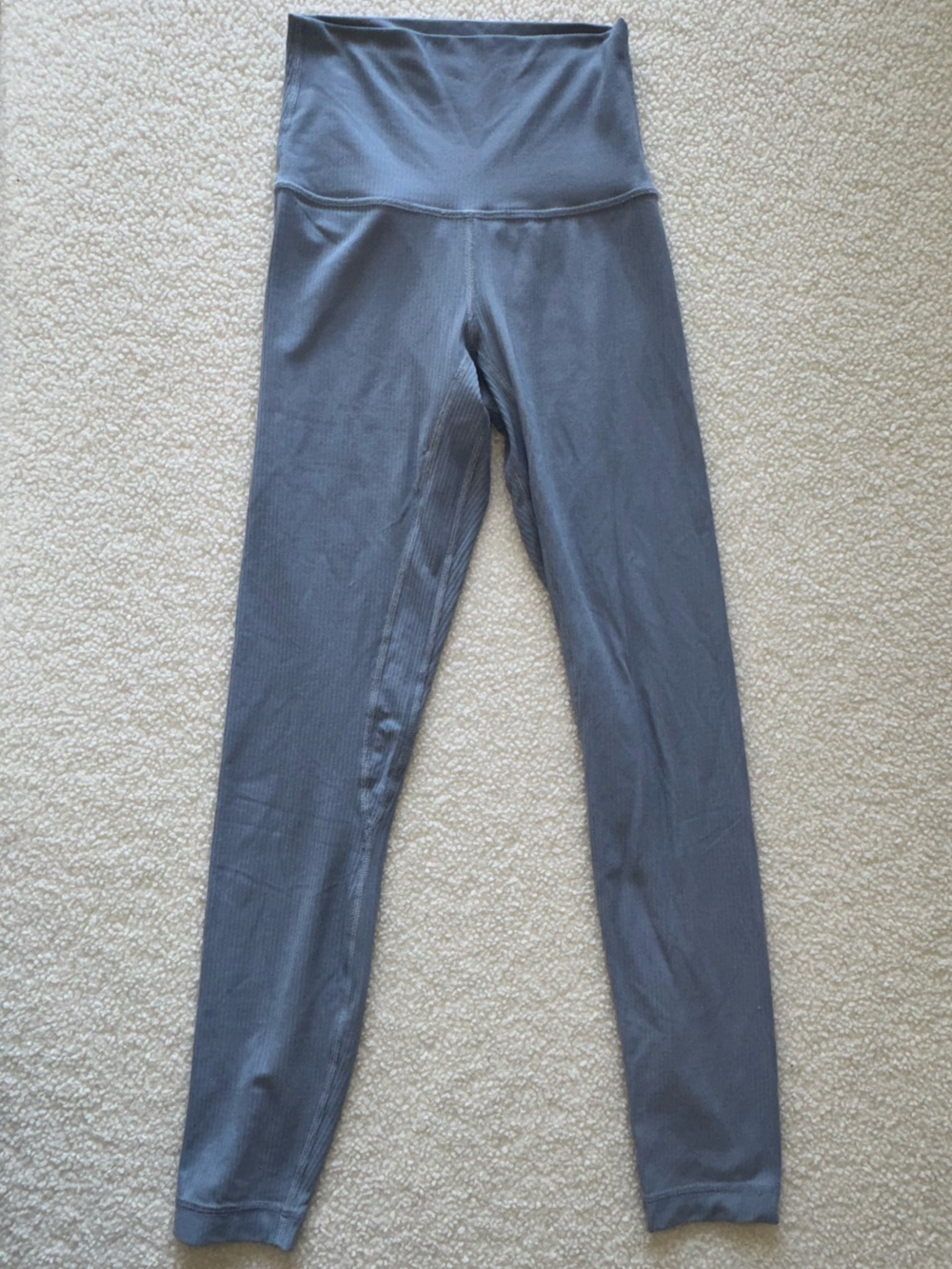 Lululemon Light Blue Ribbed High-Rise Full-Length Leggings